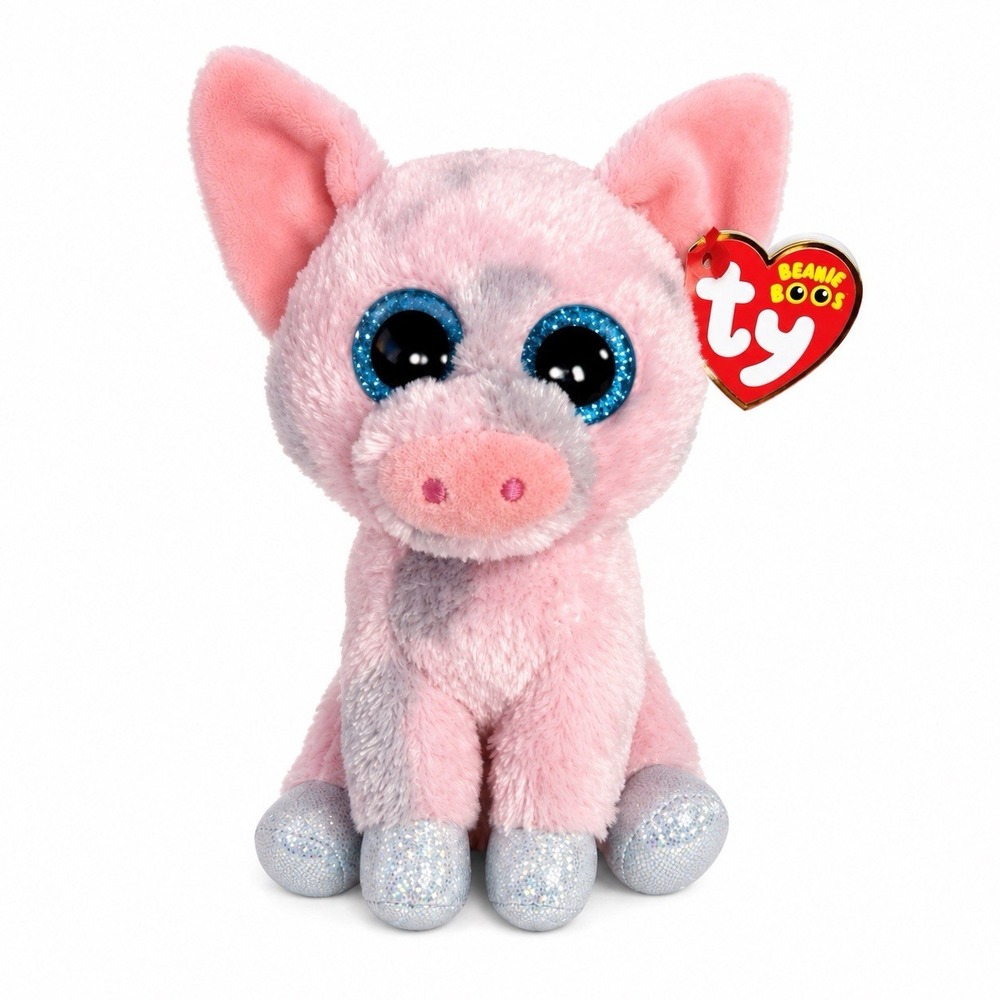 Ty Beanie Boos Hambone Pig 6" Plush Pink Glitter Eyes Toy Stuffed Animal